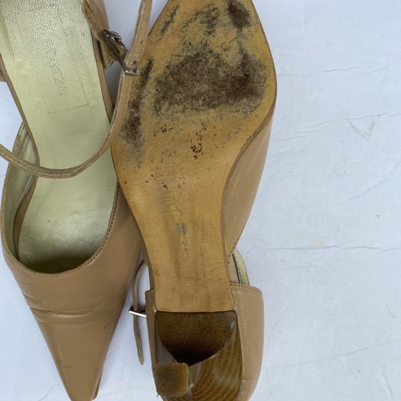 Nude Leather Ankle Straps Pumps Size 7 - Picture 7 of 9